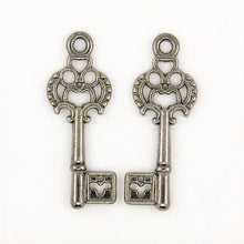 Load image into Gallery viewer, Bulk Skeleton Keys Black Gunmetal Wholesale Key Charms Pendants 28mm 100 pieces Black Keys Gunmetal Keys