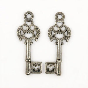 Bulk Skeleton Keys Black Gunmetal Wholesale Key Charms Pendants 28mm 100 pieces Black Keys Gunmetal Keys