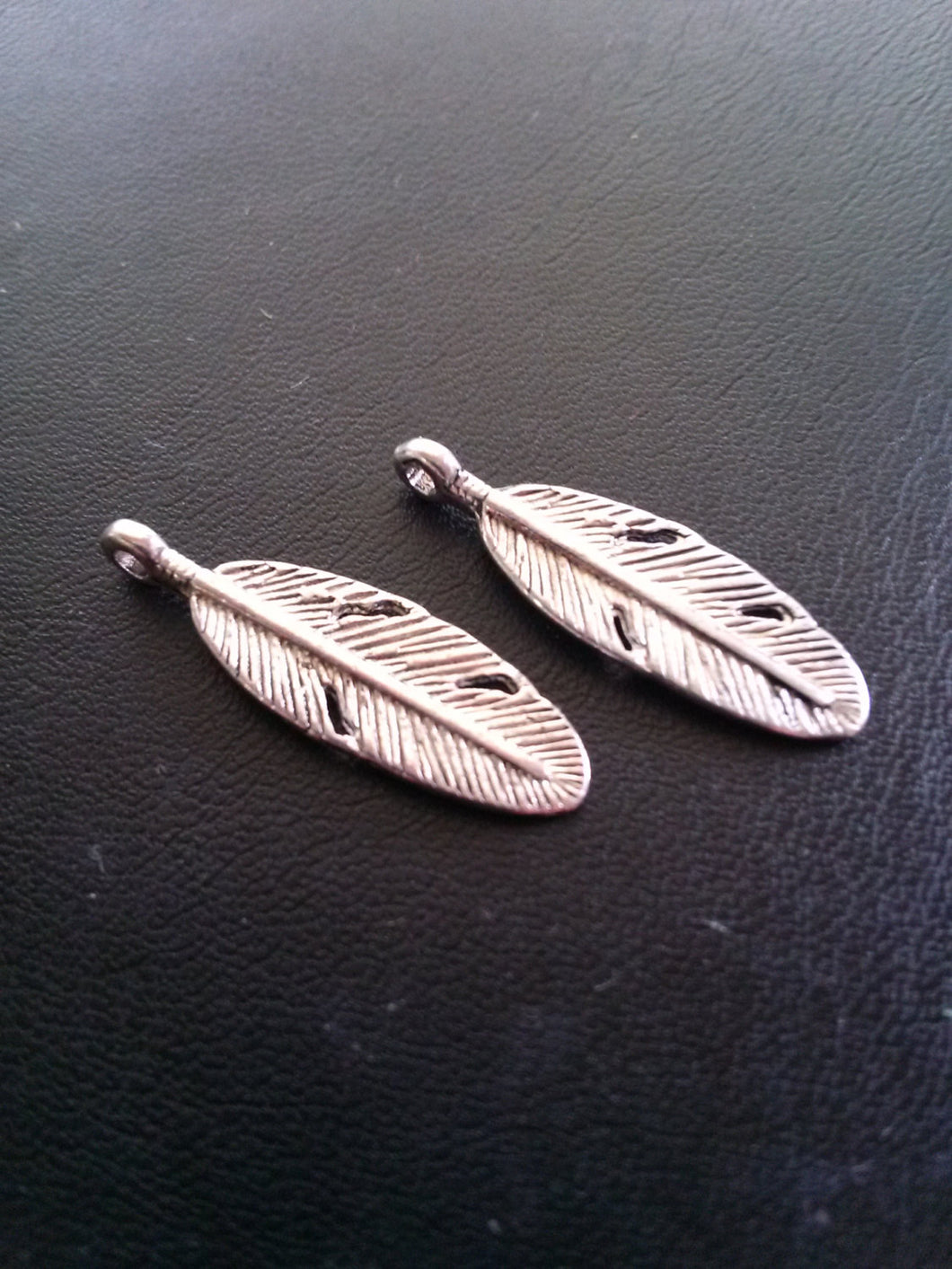 Feather Charms Feather Pendants Antiqued Silver Feather Charms Boho Charms Bohemian Charms Bulk Charms Wholesale Charms 50 pieces 30mm