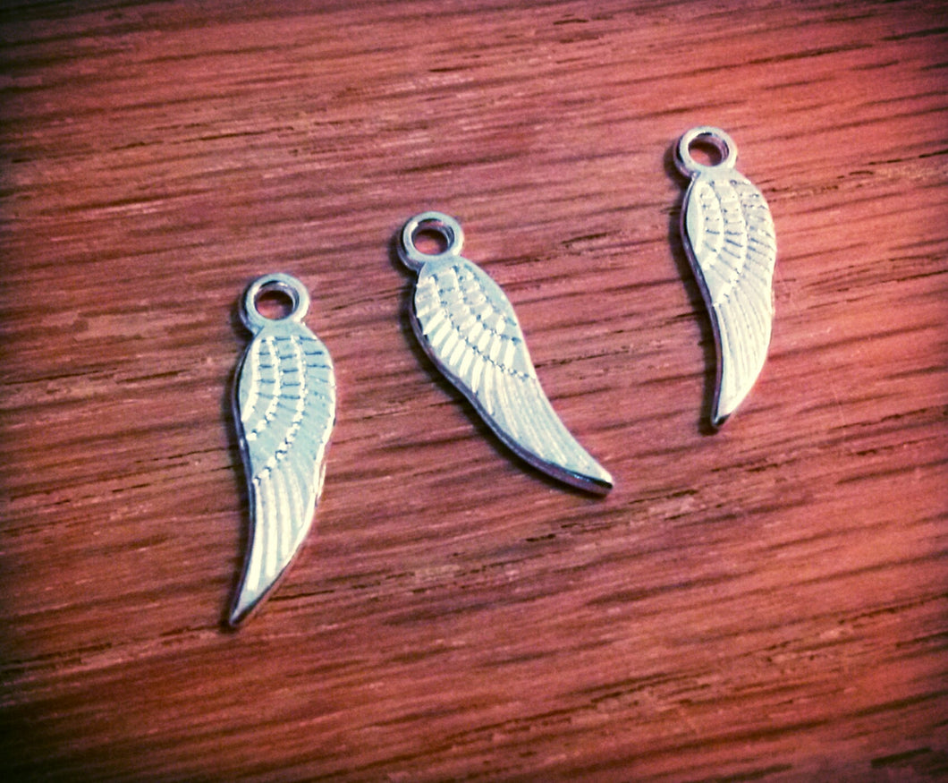 Angel Wing Charms Silver Angel Wings Silver Wing Charms Tiny Wing Charms Miniature Charms Tiny Angel Wings Shiny Silver Charms 10pcs