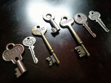 Load image into Gallery viewer, Skeleton Keys with Words Key Pendants Assorted Skeleton Keys Silver Bronze Copper Inspirational Word Keys Large Skeleton Keys