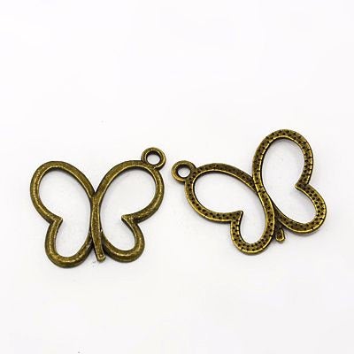 Bulk Charms Butterfly Pendants Butterfly Charms Wholesale Antiqued Bronze Charms 19mm 100 pieces Open Butterfly