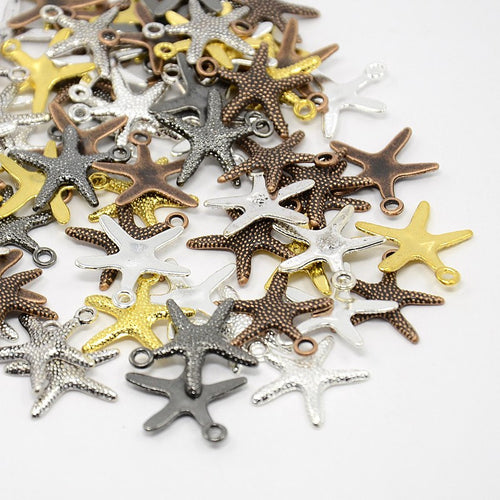 Starfish Charms Starfish Pendants Assorted Charms Set Silver Bronze Copper Gold Starfish Charms Bulk Charms Wholesale Nautical Charms 50pcs