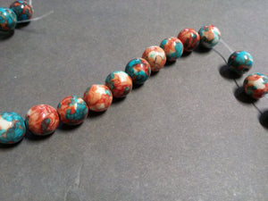 Jade Beads Gemstone Beads 8mm Faux Ocean Jasper Red White Blue 10 pieces Swirl Beads Fourth of July Beads