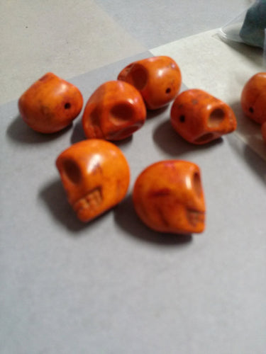 Skull Beads Orange 10 Pieces Large Howlite Turquoise Skull Beads 18mm