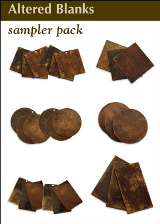 Metal Stamping Blanks Sampler Pack 27 pieces Squares Circles Rectangles Natural Brass (Bronze) Assorted Sizes PREORDER