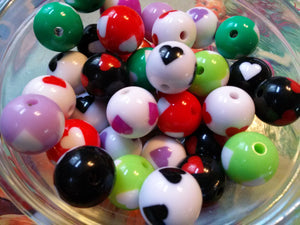 Large Acrylic Beads BUBBLEGUM Beads 16mm Beads Heart Beads Assorted Colors Big Beads 10pcs