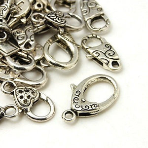 Clasps Antiqued Silver Clasps for Necklaces Assorted Clasps Large Lobster Clasps Parrot Clasps Big Clasps Set 10pcs