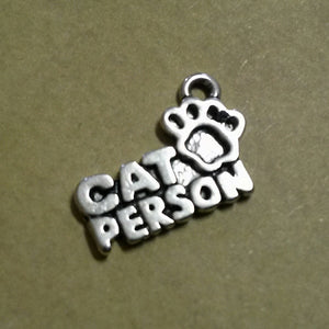 Word Charms Word Pendants Cat Person Charms Animal Charms Pet Lover Charms Cat Charms Paw Print Charms 4pcs