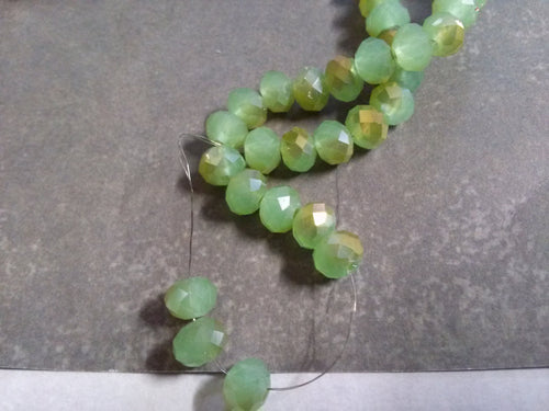 Glass Beads Green Beads Green Glass Beads Rondelle Beads Abacus Beads 8x5 Beads Faceted Beads Two Tone Beads Light Green Beads 10pcs