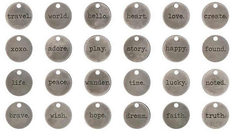 Word Charms Quote Charms Word Pendants Inspirational Charms Assorted Charms Antiqued Silver Word Charms Round Charms 24pcs 3/4