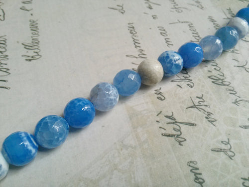 Gemstone Beads Fire Agate Beads Blue Gemstone Beads 10mm Beads Speckled Beads Blue Agate Beads Authentic Gemstones 10 Pieces