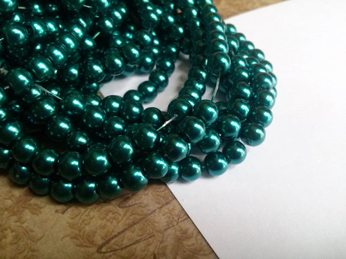 Teal Green Beads 6mm Glass Pearls Emerald Beads 140 pieces Bulk Beads Wholesale Beads 32