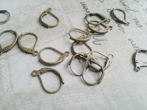 Leverback Earwires Lever Ear Wires Antiqued Bronze Earring Findings Lever Back Wires Earring Wires Brass 24 pieces