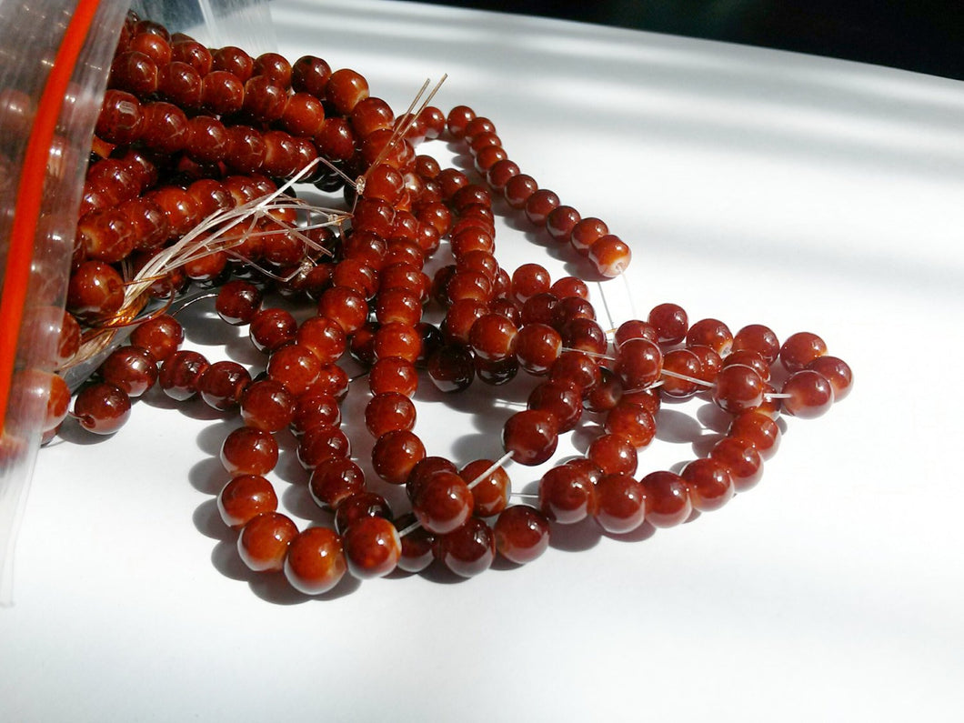 Red Beads Brick Red Beads 6mm Glass Beads 6mm Beads BULK Beads Wholesale Beads 136 pieces Bulk Bead Unique Glass Beads