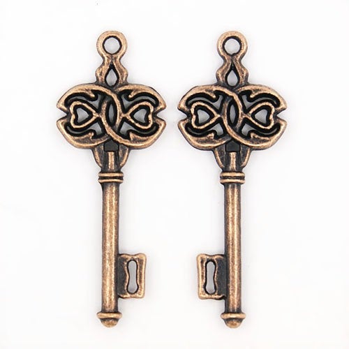 Skeleton Key Pendants Antiqued Copper Key Charms Copper Keys Steampunk Keys Skeleton Key Charms Copper Charms BULK Skeleton Keys 50pcs