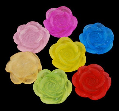 Flower Cabochons Bulk Resin Flowers Rose Flat Backs 18mm Flowers Embellishments Wholesale Flatbacks 50 pieces
