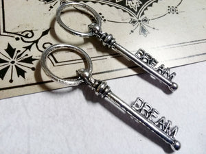 Skeleton Key Pendants Word Keys Skeleton Keys with Word Dream Keys Dream Pendants Antiqued Silver Keys Steampunk Keys Inspirational 20pcs