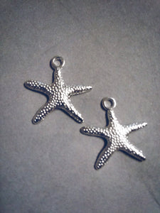 Starfish Charms Starfish Pendants Shiny Silver Starfish Ocean Charms Nautical Charms Silver Charms Wholesale Charms BULK Charms 100pcs