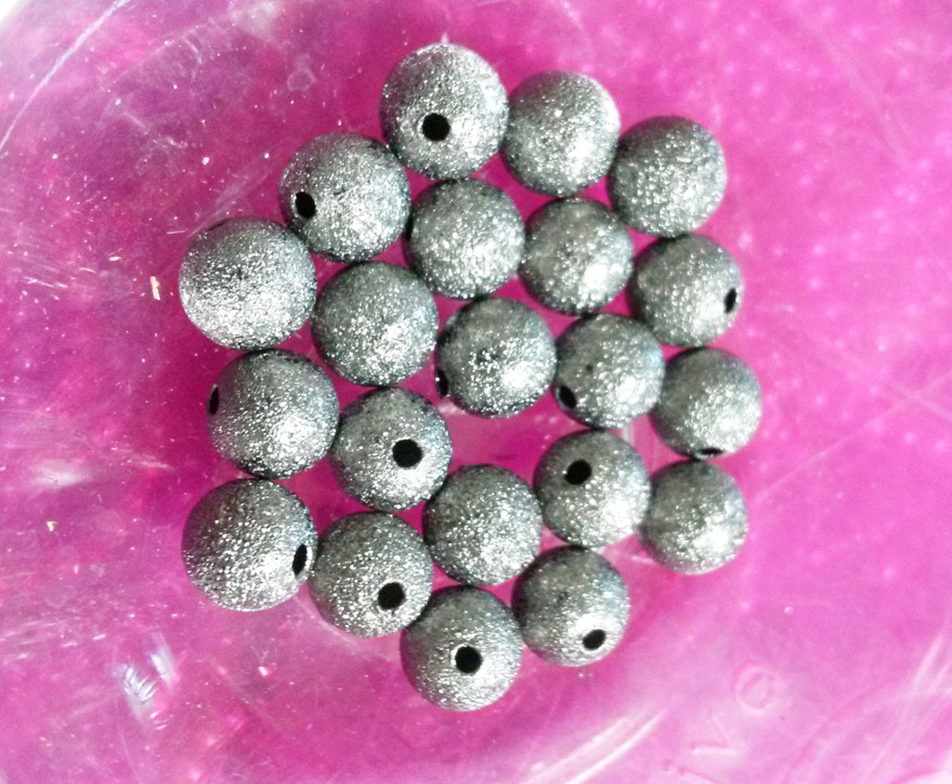 Bulk Beads Wholesale Beads Black Silver Beads Metal Beads 10mm Beads Silvery Black Gunmetal Stardust 50 pieces