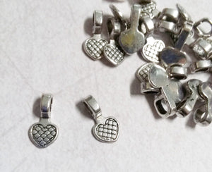 Bails Glue On Bails Heart Bails Antiqued Silver Bails Wholesale Bails Bulk Bails Tile Bails 16mm 50pcs