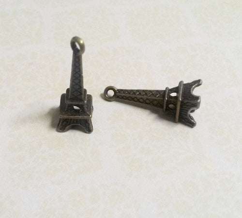 Eiffel Tower Charms Antiqued Bronze Paris Charms 3D Bulk Charms Wholesale 100 pieces