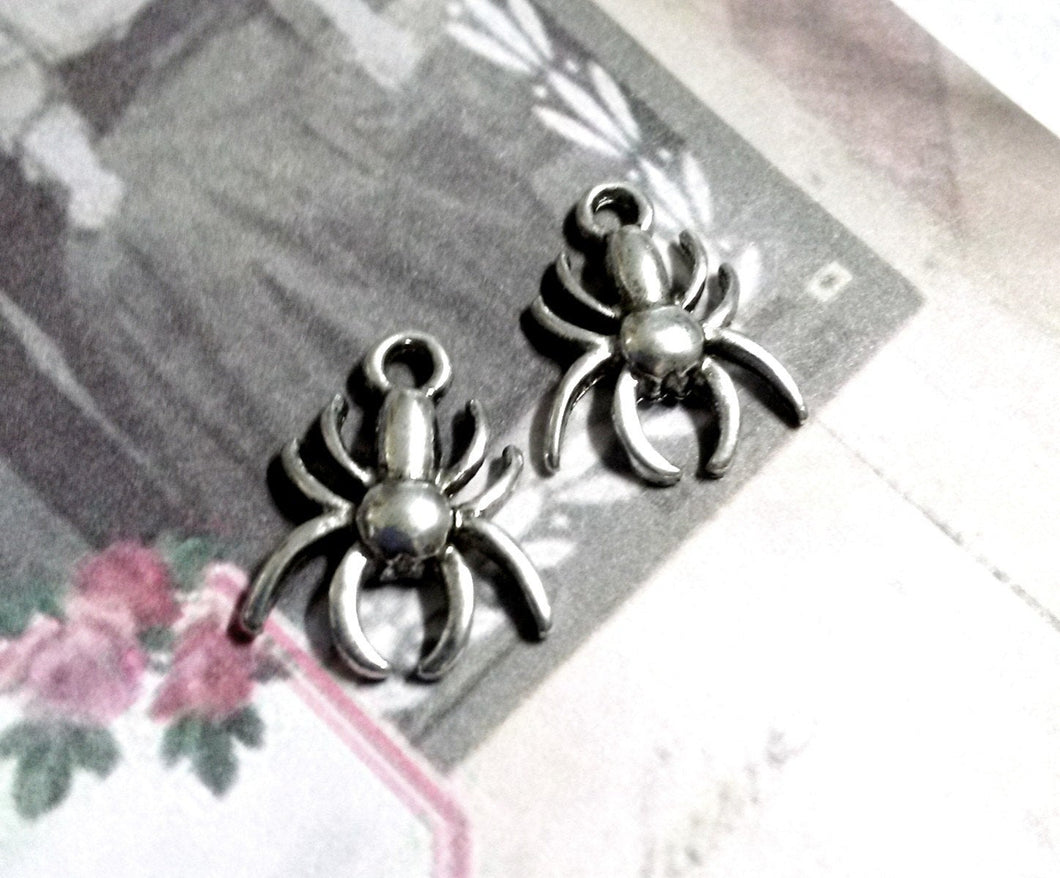 Spider Pendants Spider Charms Antiqued Silver Halloween Charms Creepy Charms BULK Charms Wholesale Charms 50 pieces
