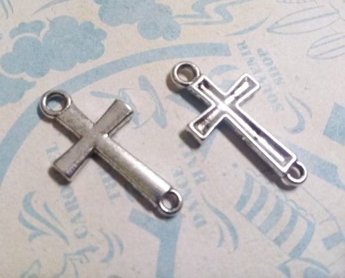 Cross Connectors Cross Pendants Bulk Pendants Antiqued Silver Cross Charms Pendant Connectors Wholesale Charms Sideways Cross 50 pieces