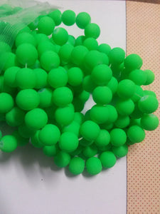 Bulk Beads Neon Green Beads Rubberized Glass Beads Neon Beads 8mm Beads Wholesale Beads 2100 pieces 20 strands 32" Each- NEON GREEN PREORDER