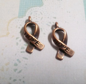 Cancer Awareness Charms Ribbon Charms HOPE Ribbon Charm Hope Charms Awareness Pendants Copper Charms BULK Charms Fundraising 1000pcs