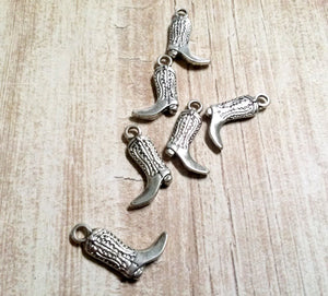 Boot Charms Cowboy Boot Charms Western Charms Cowboy Charms Silver Boot Charms Boot Pendants Cowgirl Charms 10 pieces