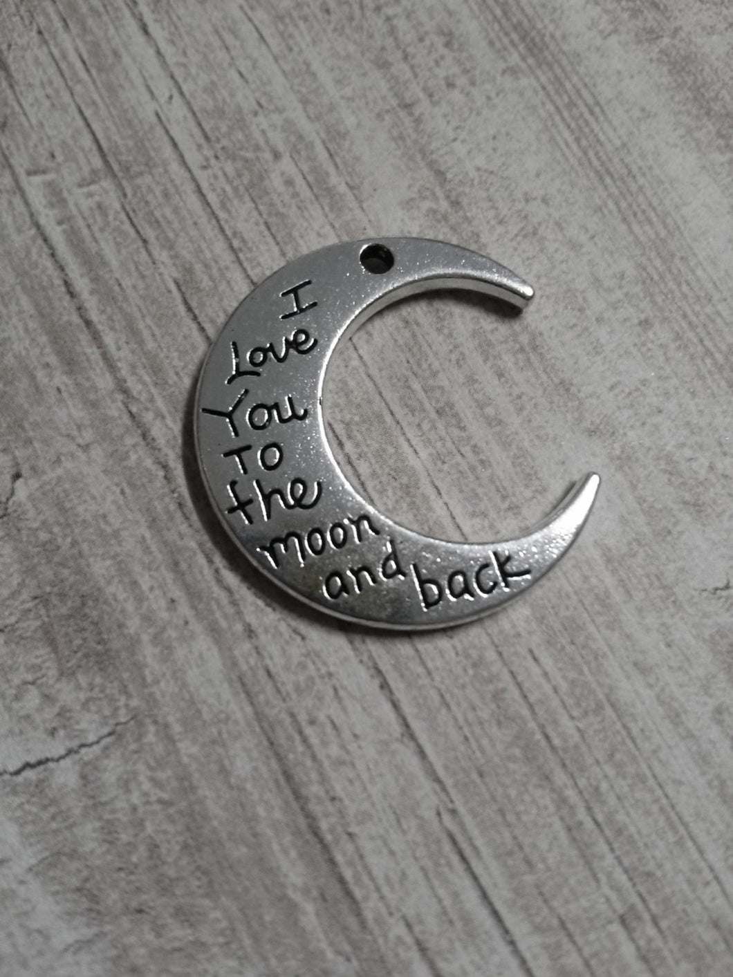 Moon Pendants Crescent Moon Charms Quote Pendants Antiqued Silver Word Charms I Love You To The Moon and Back 4 pieces 2 sided PREORDER