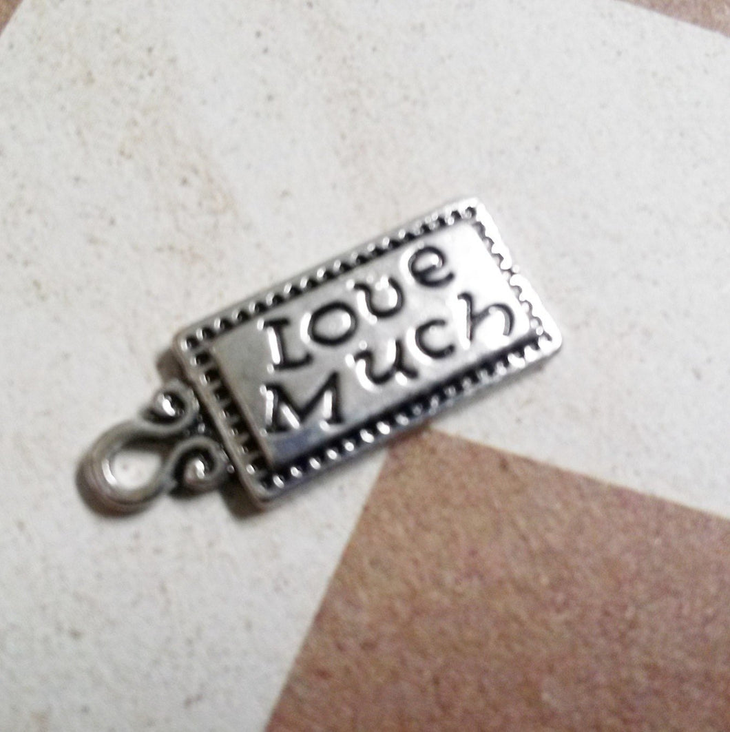 Word Charms Quote Charms Love Much Charms Message Charms Antiqued Silver Word Charm Quote Charm Tag Charms Word Tags Silver Tags