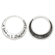 Load image into Gallery viewer, Quote Pendants Word Pendants Antiqued Silver Word Charms To the Moon and Back Affirmation Ring Quote Charms Inspirational Charms 30mm 4pcs