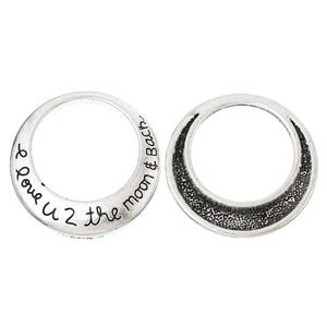 Quote Pendants Word Pendants Antiqued Silver Word Charms To the Moon and Back Affirmation Ring Quote Charms Inspirational Charms 30mm 4pcs