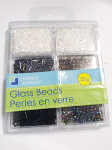 Glass Beads Seed Beads Bugle Beads Assorted Beads Wholesale Beads Black Grey White Beads 32 Grams