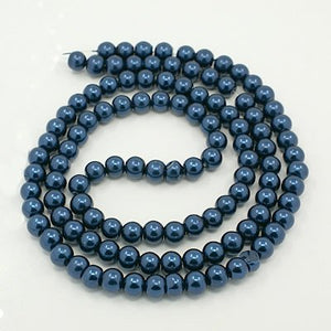 Blue Pearls Glass Pearls 4mm Beads 4mm Pearls Blue Beads 216 pieces Wholesale Beads Bulk Beads 32" Strand Dark Blue Beads Bulk Beads