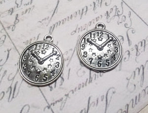 Clock Charms Pendants Antiqued Silver Steampunk Charms Wholesale Charms Bulk Pendants 50 pieces