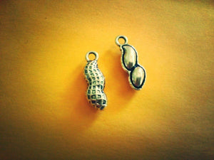 Peanut Charms Antiqued Silver Little Peanut Double Sided 3D Charms Wholesale Charms BULK 50 pieces PREORDER