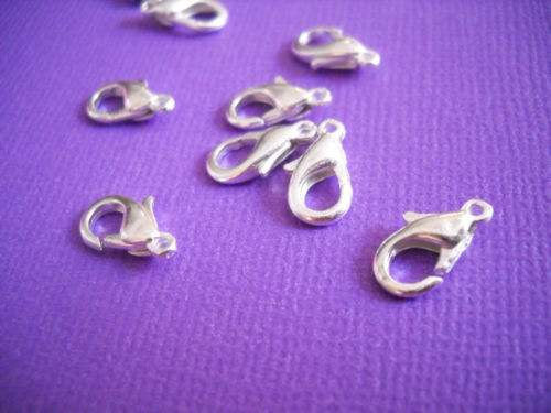 Lobster Clasps Silver Lobster Clasps Bracelet Clasps Parrot Clasps Jewelry Clasps Findings BULK Findings Wholesale Clasps 12mm Clasps 100pcs