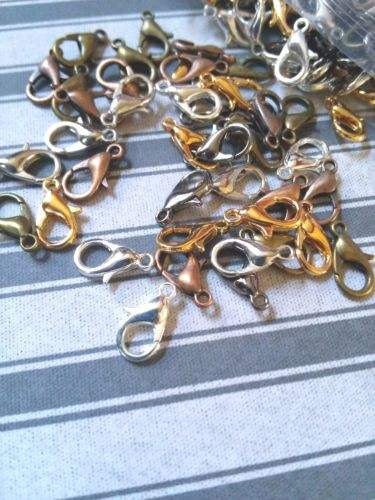 Wholesale Clasps Assorted Clasps 12mm Lobster Clasps Silver Bronze Gold Copper Clasps 12mm Clasps BULK Findings 100pcs