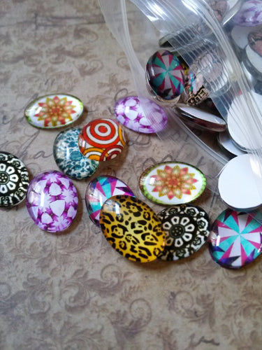 Oval Cabochons Glass Cabochons 18x13 Cabochons Assorted Cabochons Glass Domes Oval Glass Flatbacks Glass Flat Back Embellishments 10pcs