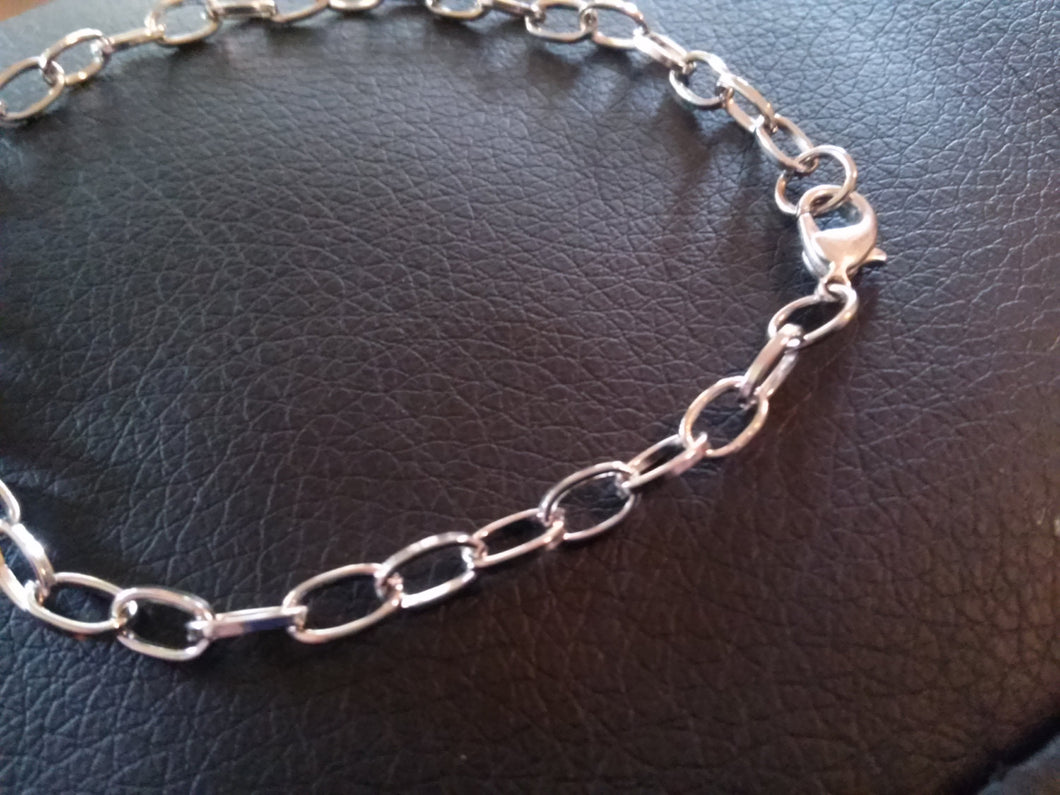 Charm Bracelet Blank Antiqued Silver Link Bracelet Chain Cable Chain Bracelet Wholesale Bracelet Link Chain 1 piece