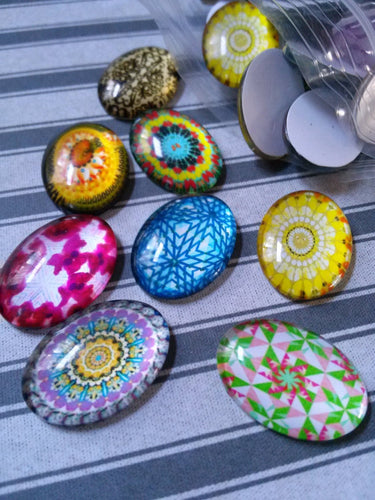 Oval Cabochons Glass Cabochons 25x18 Cabochons Assorted Cabochons Domed Cabochons Oval Glass Flatbacks Flat Back Glass 10pcs