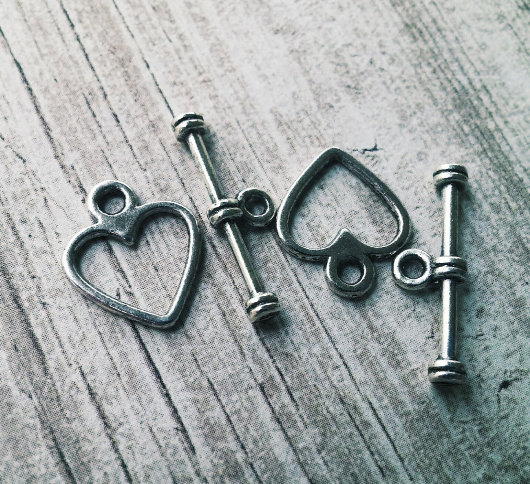 Toggle Clasps T Clasps Heart Clasps Bracelet Clasps Heart Toggle Clasps Silver Clasps Silver Heart Clasps Wholesale Clasps Findings 40 sets