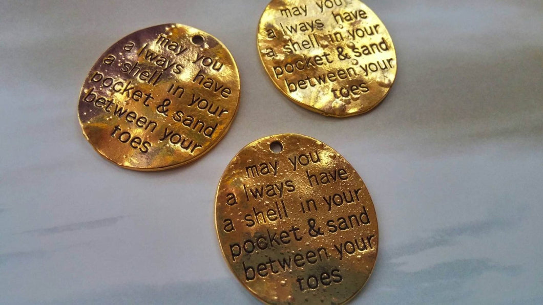 Word Charms Pendants Ocean Charms Quote Charms Pendants Antiqued Gold