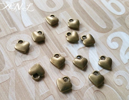 Heart Charms Miniature Charms Tiny Heart Charms Bronze Heart Charms Bronze Charms BULK Charms Wholesale Charms Tiny Charms 50 pieces