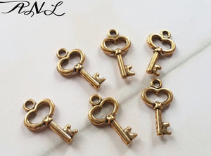 Key Charms Bulk Keys Skeleton Keys Antiqued Gold Keys Tiny Key Charms Miniature Keys Bulk Skeleton Keys Heart Keys 50 pieces