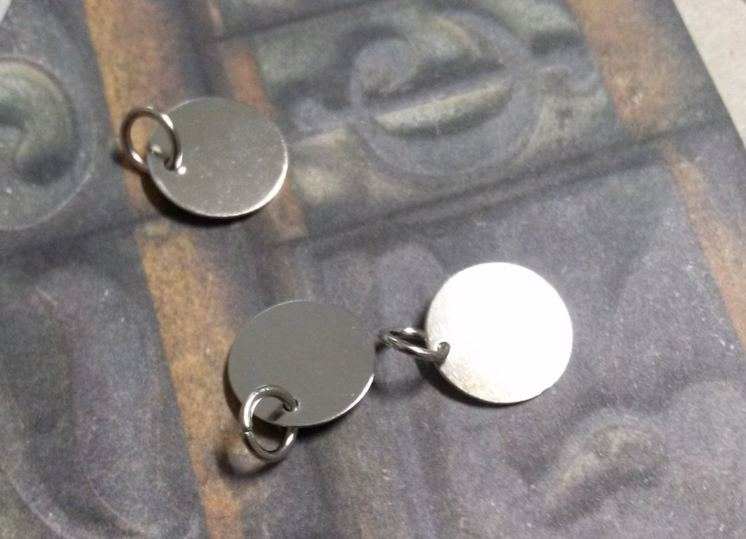Metal Stamping Blanks Silver Circle Blanks 12mm with a Jump Ring Blank Charms 10 pieces