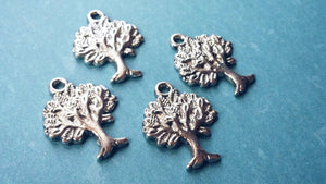 Tree of Life Charms Tree Pendants Silver Tree Charms Oak Tree Charms Silver Charms Nature Charms 10 pieces